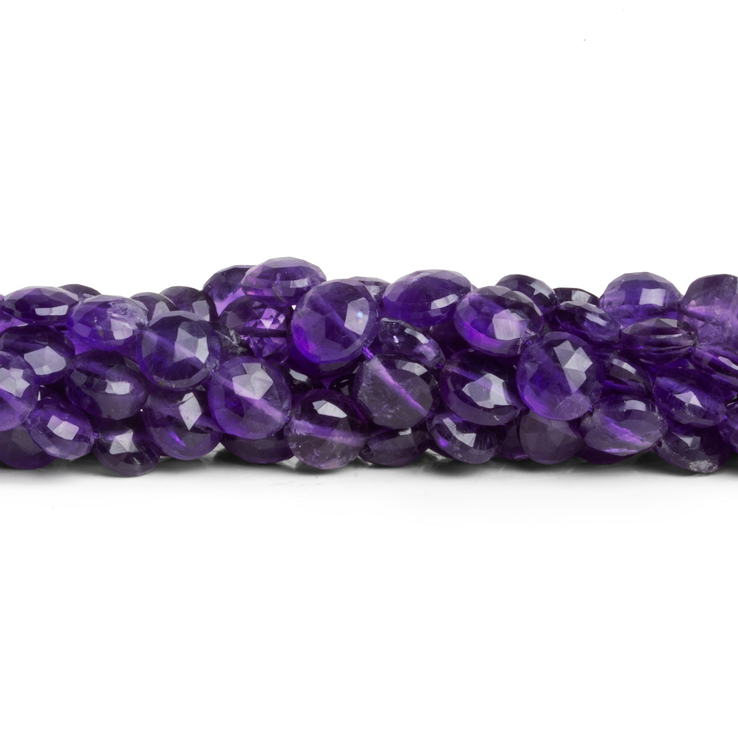 6 - 7mm African Amethyst Faceted Coins 14 inch 50 beads - The Bead Traders
