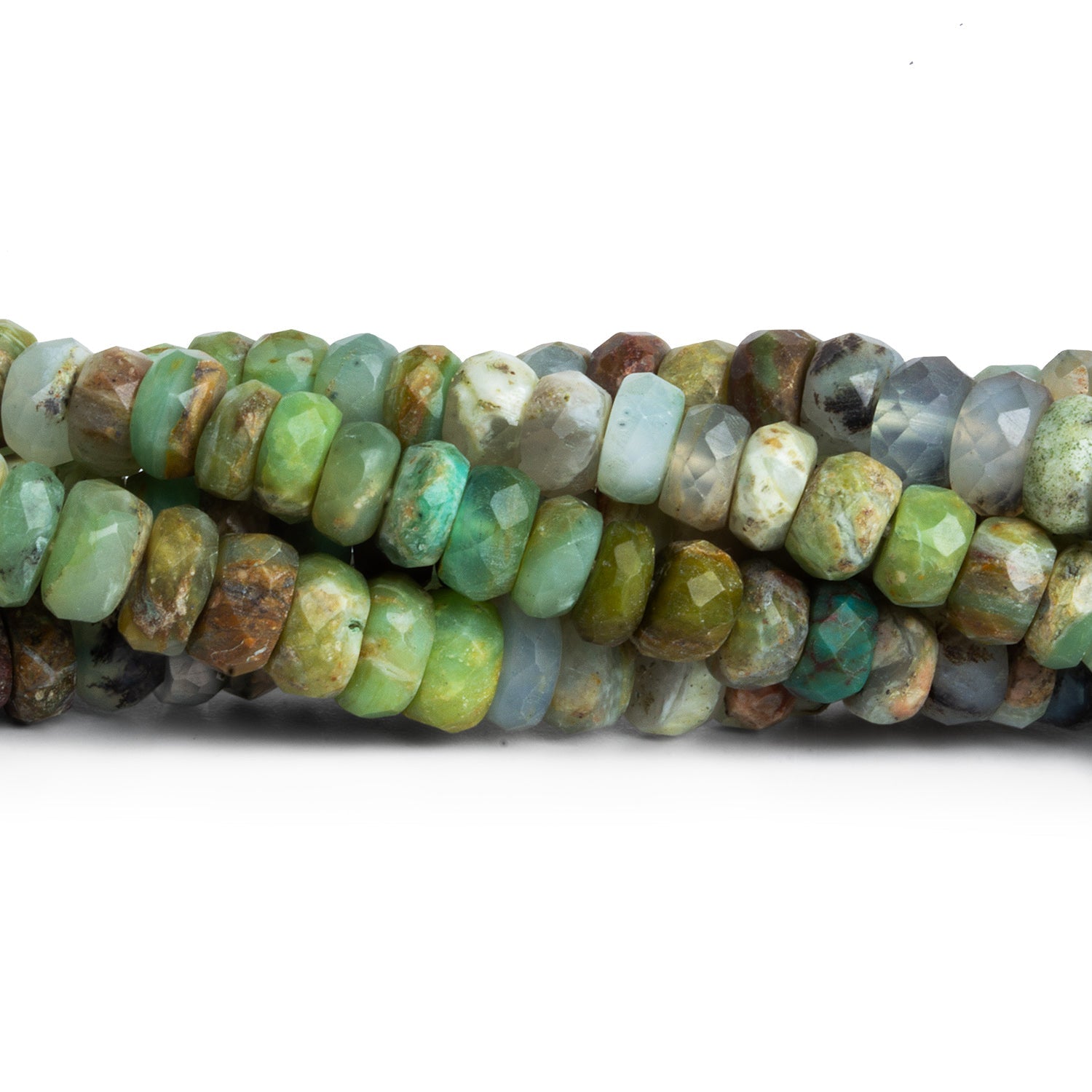 6 - 7mm Blue Peruvian Opal Faceted Rondelles 16 inch 100 beads - The Bead Traders