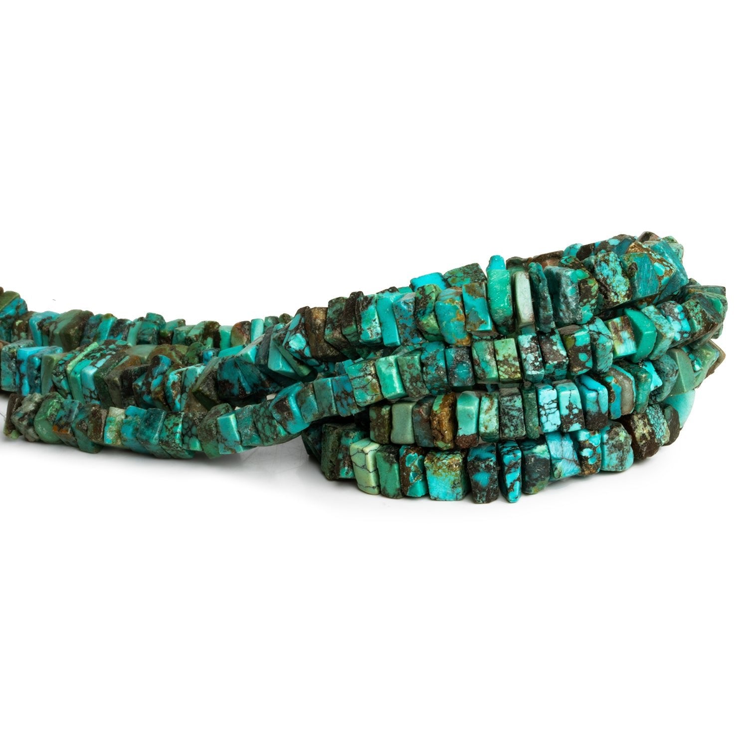 6 - 7mm Chinese Turquoise Plain Squares 14 inch 95 beads - The Bead Traders