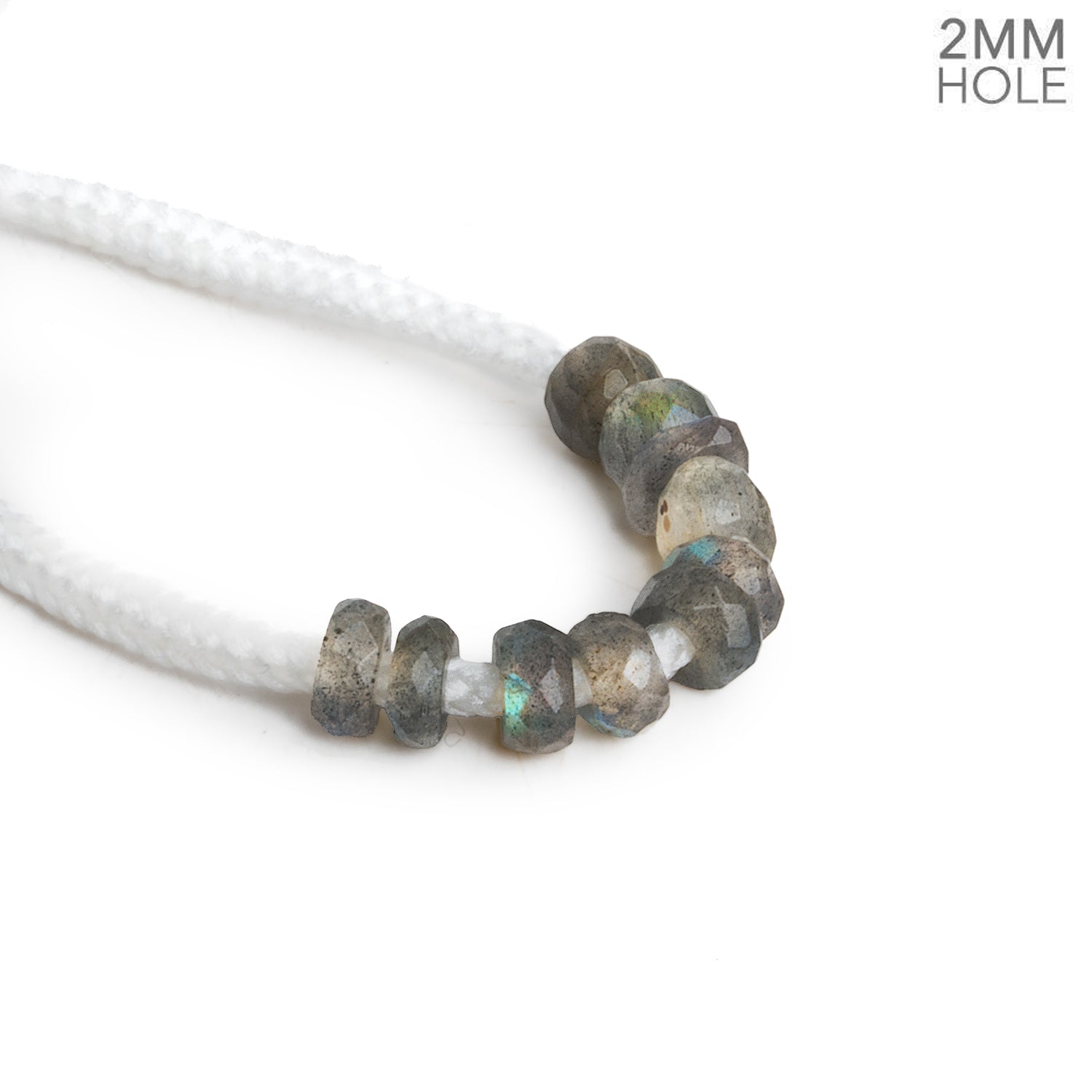 6 - 7mm Labradorite 2mm Large Hole Rondelles 10 Beads - The Bead Traders