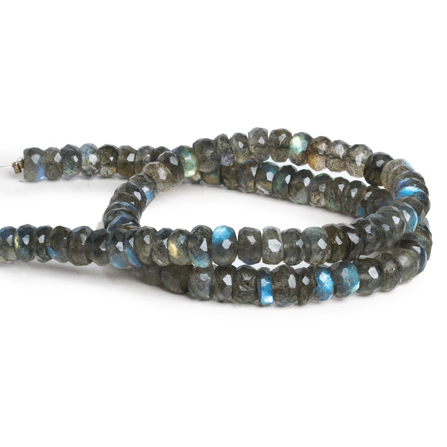 6 - 7mm Labradorite Faceted Rondelles 14 inch 90 beads - The Bead Traders