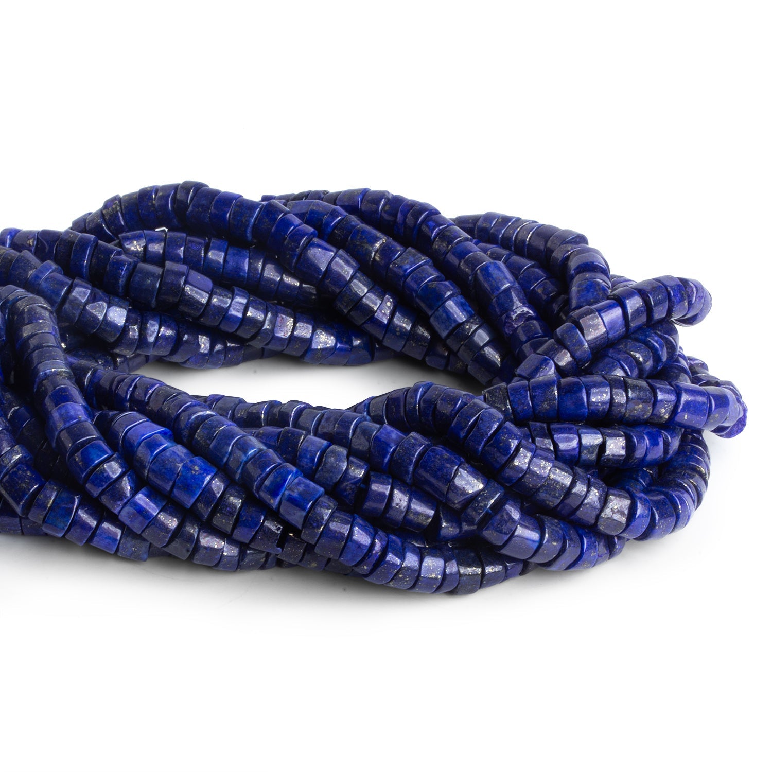 6 - 7mm Lapis Lazuli Handcut Heishi 12 inch 95 beads - The Bead Traders