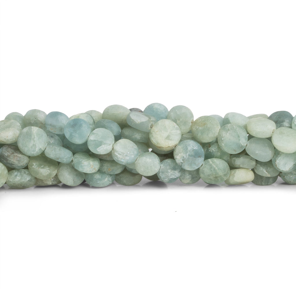 6-7mm Matte Beryl Plain Coins 7.5 inch 26 beads - The Bead Traders