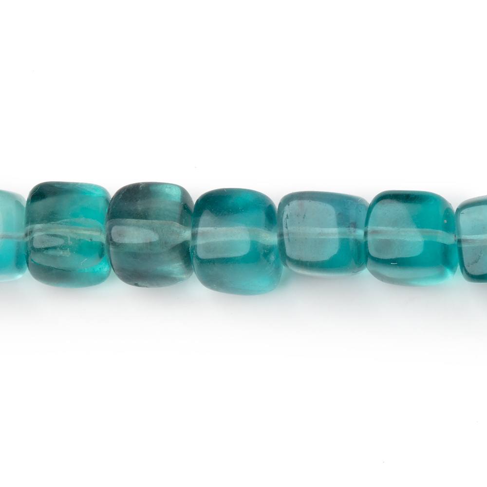 6 - 7mm Neon Teal Fluorite Plain Cubes 7.5 inch 27 beads AA Grade - The Bead Traders