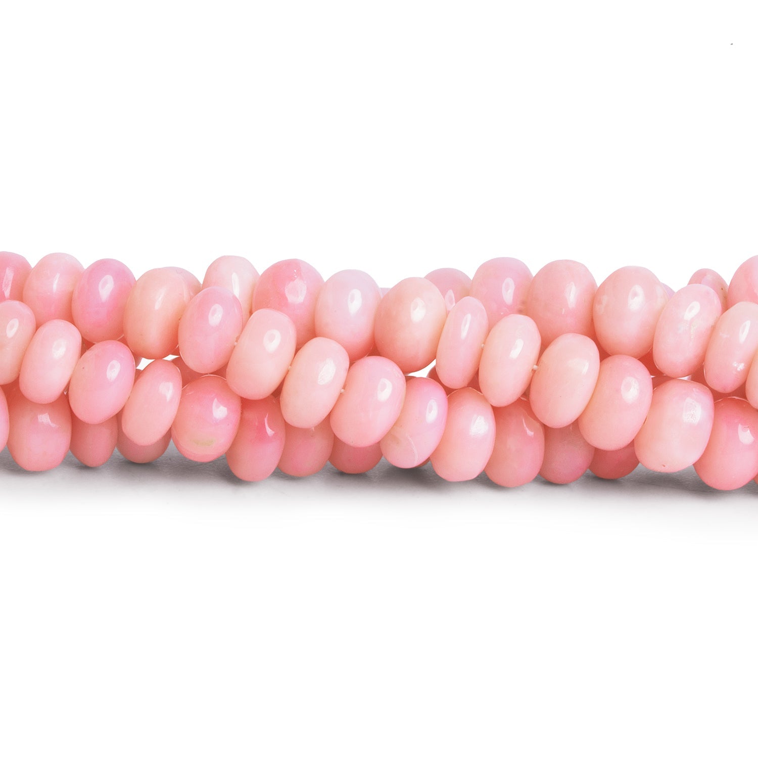 6-7mm Pink Peruvian Opal Plain Rondelles 18 inch 110 beads - The Bead Traders