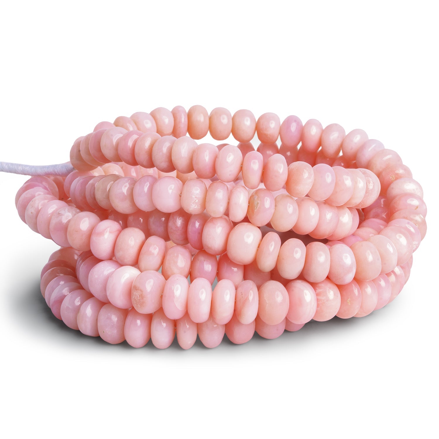 6-7mm Pink Peruvian Opal Plain Rondelles 18 inch 115 beads - The Bead Traders