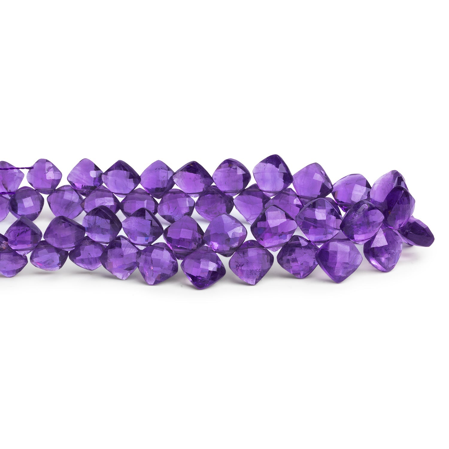6 - 8mm Amethyst Faceted Pillows 8 inch 47 beads - The Bead Traders