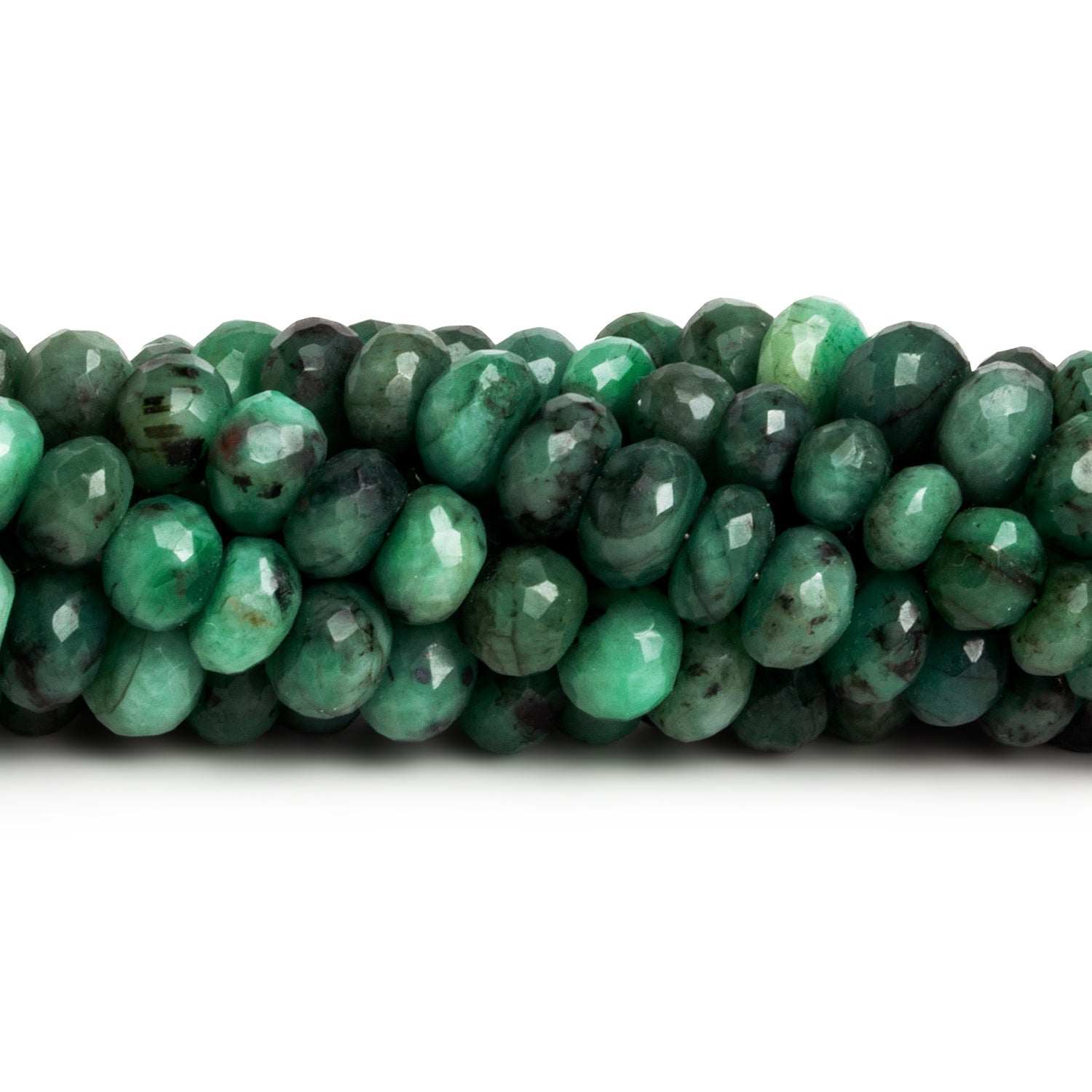 6-8mm Brazilian Emerald Faceted Rondelles 16 inch 81 beads - The Bead Traders