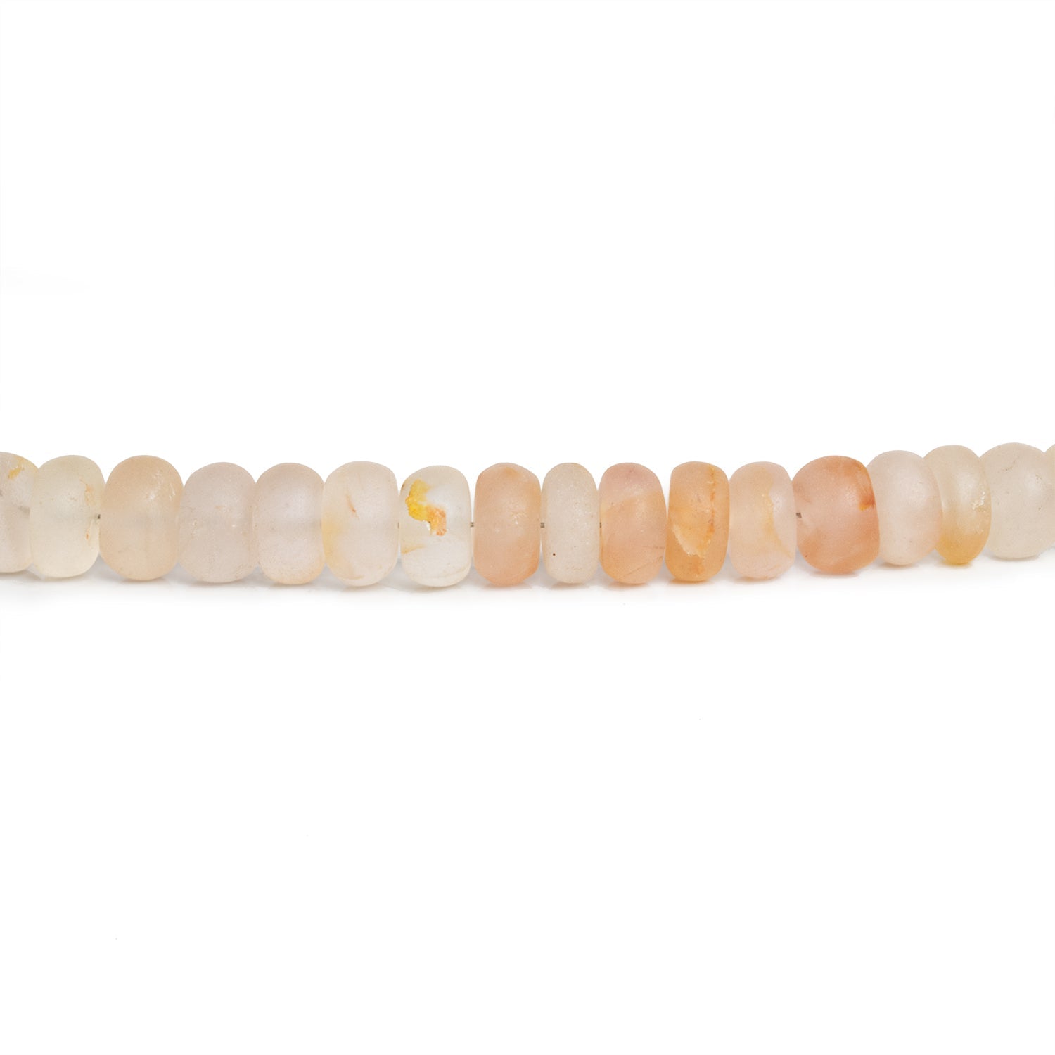 6-8mm Matte Morganite Plain Rondelles 16 inch 85 beads - The Bead Traders