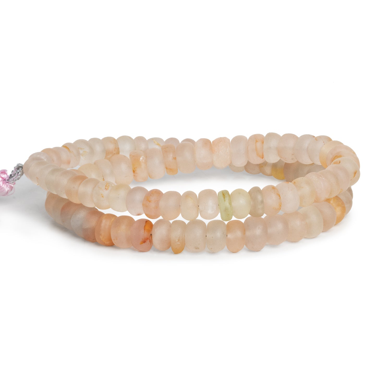 6-8mm Matte Morganite Plain Rondelles 16 inch 85 beads - The Bead Traders