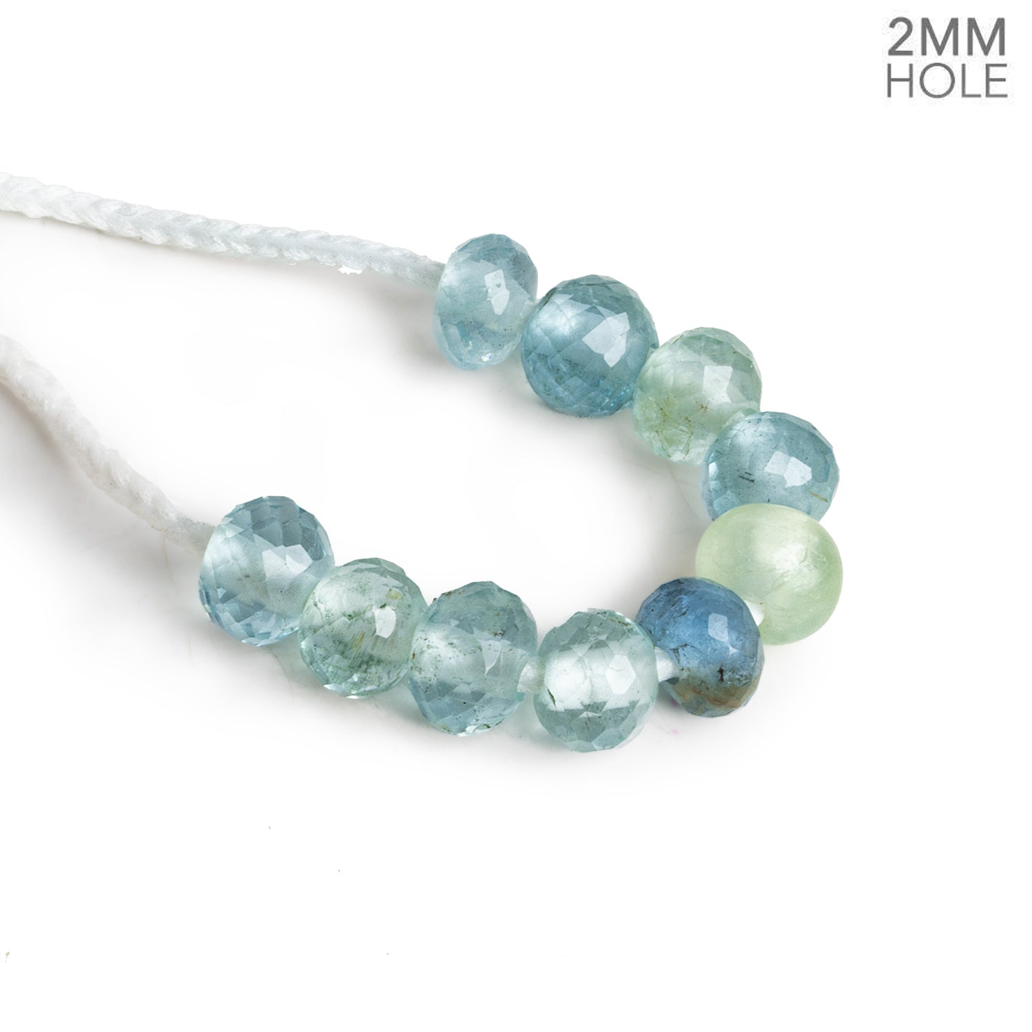 6 - 8mm Multi Beryl 2mm Large Hole Rondelles 10 Beads - The Bead Traders