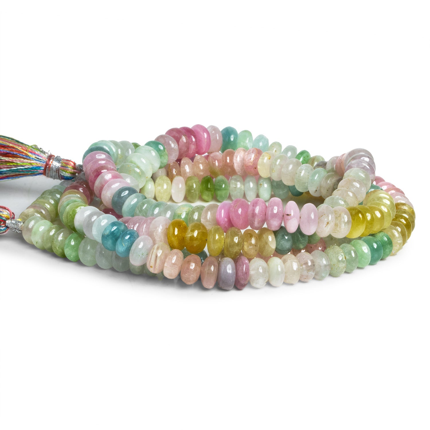 6.5-7mm Afghani Tourmaline Plain Rondelles 16 inch 105 beads - The Bead Traders