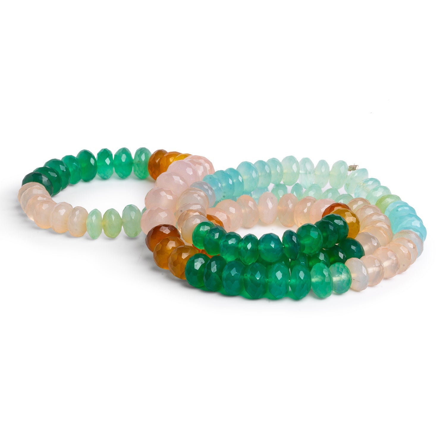 6.5 - 8mm Multi Gemstone German Faceted Rondelles 20 inch 115 beads - The Bead Traders