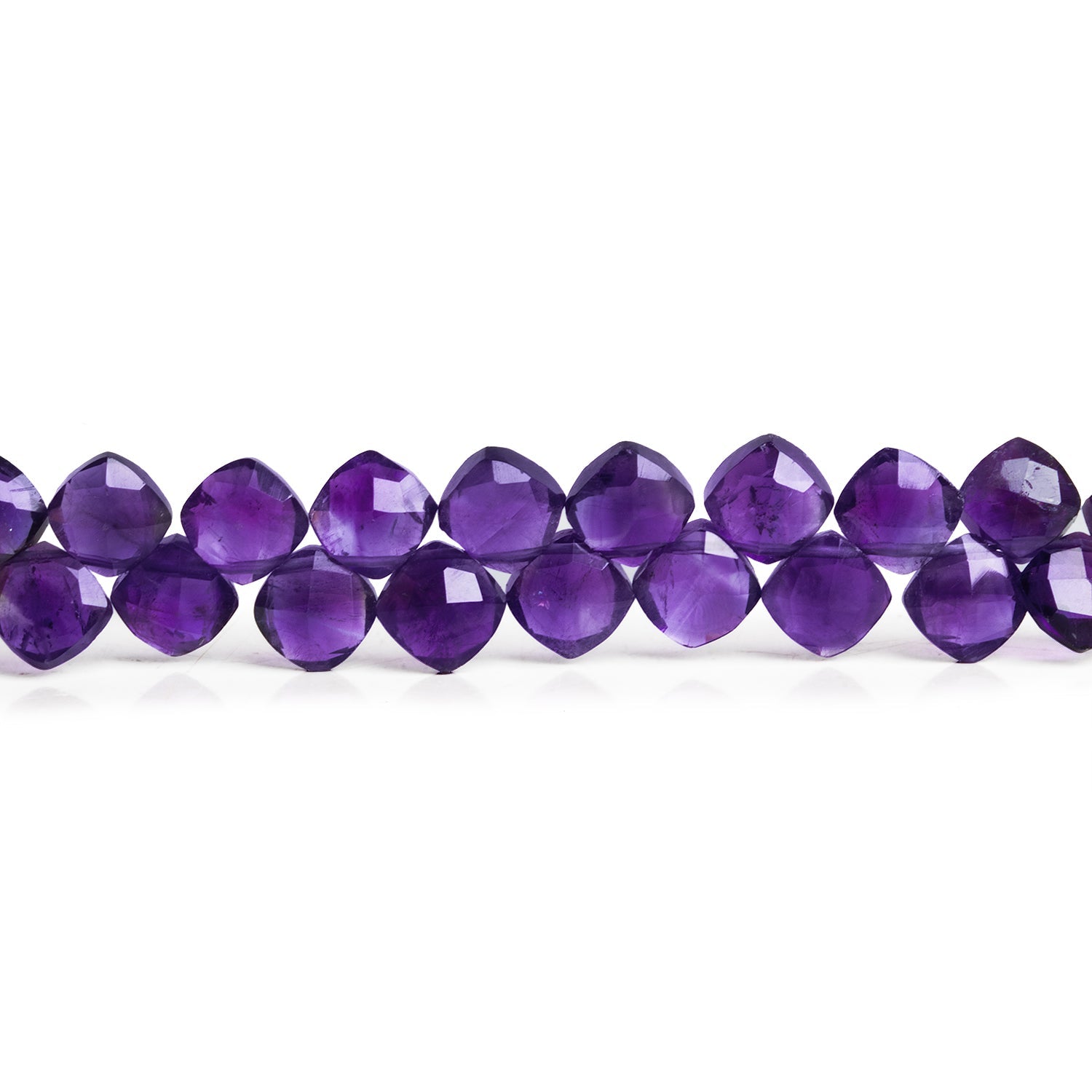 6.5mm Amethyst Top - Drilled Pillows 7.5 inch 48 beads - The Bead Traders