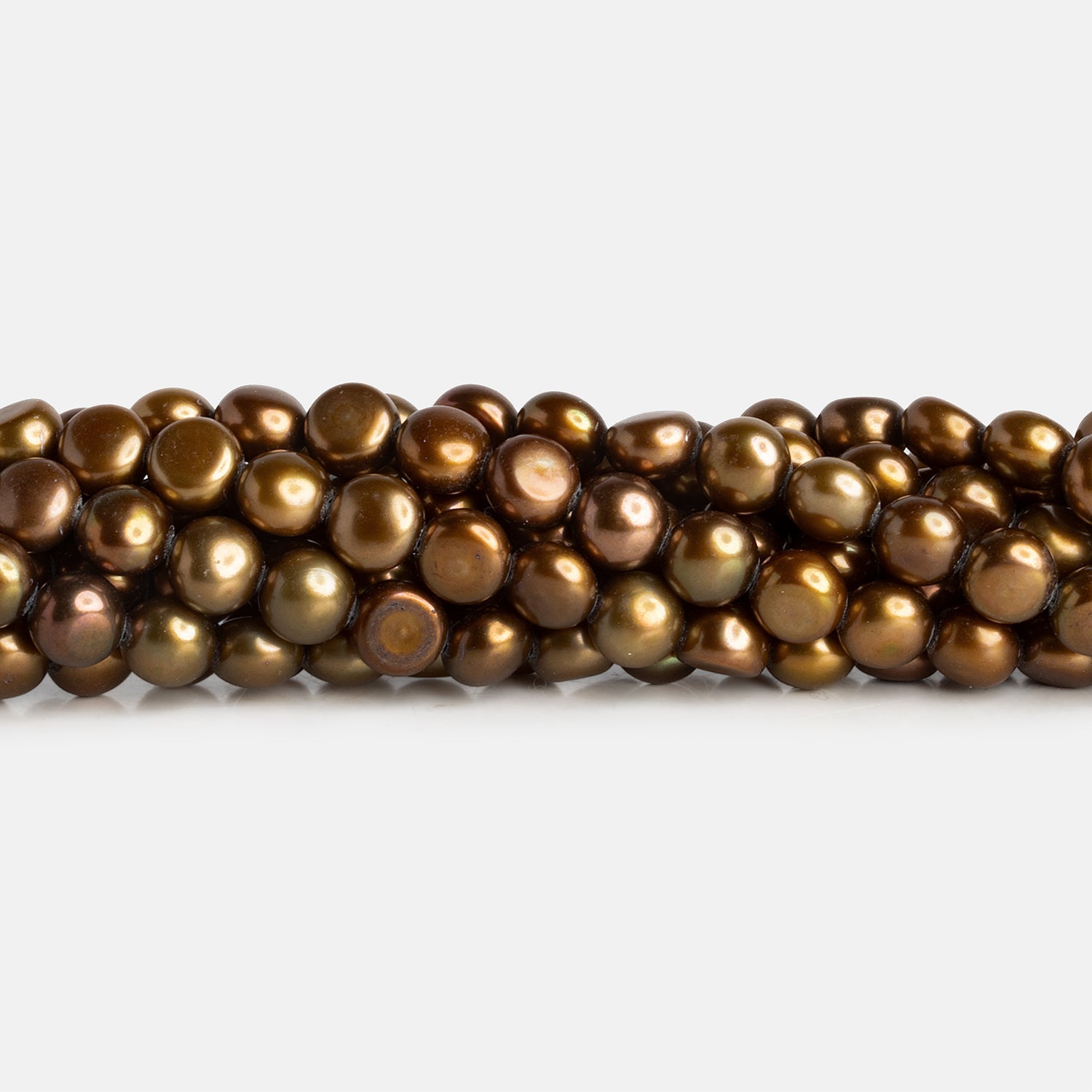6.5mm Bronze Button Pearls 15 inch 60 beads - The Bead Traders