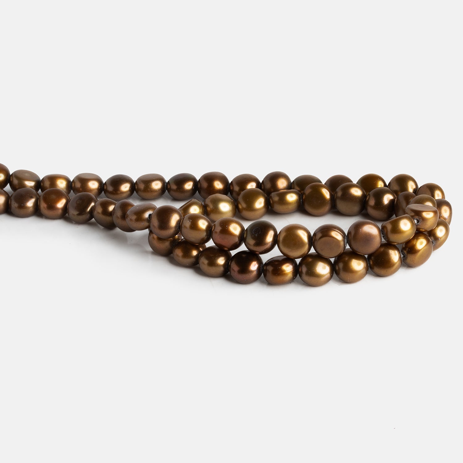 6.5mm Bronze Button Pearls 15 inch 60 beads - The Bead Traders