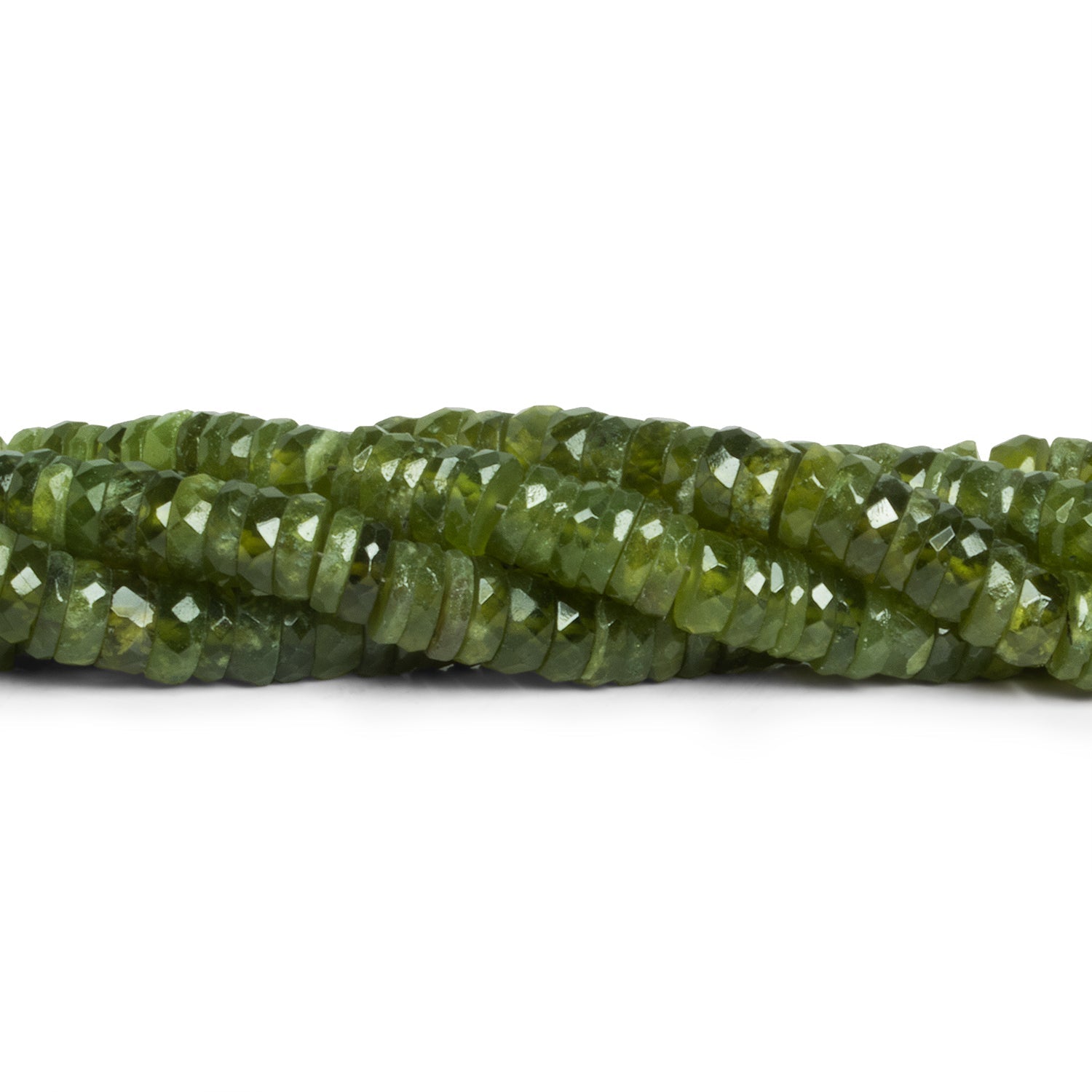 6.5mm Idocrase Faceted Heishis 8 inch 85 beads - The Bead Traders