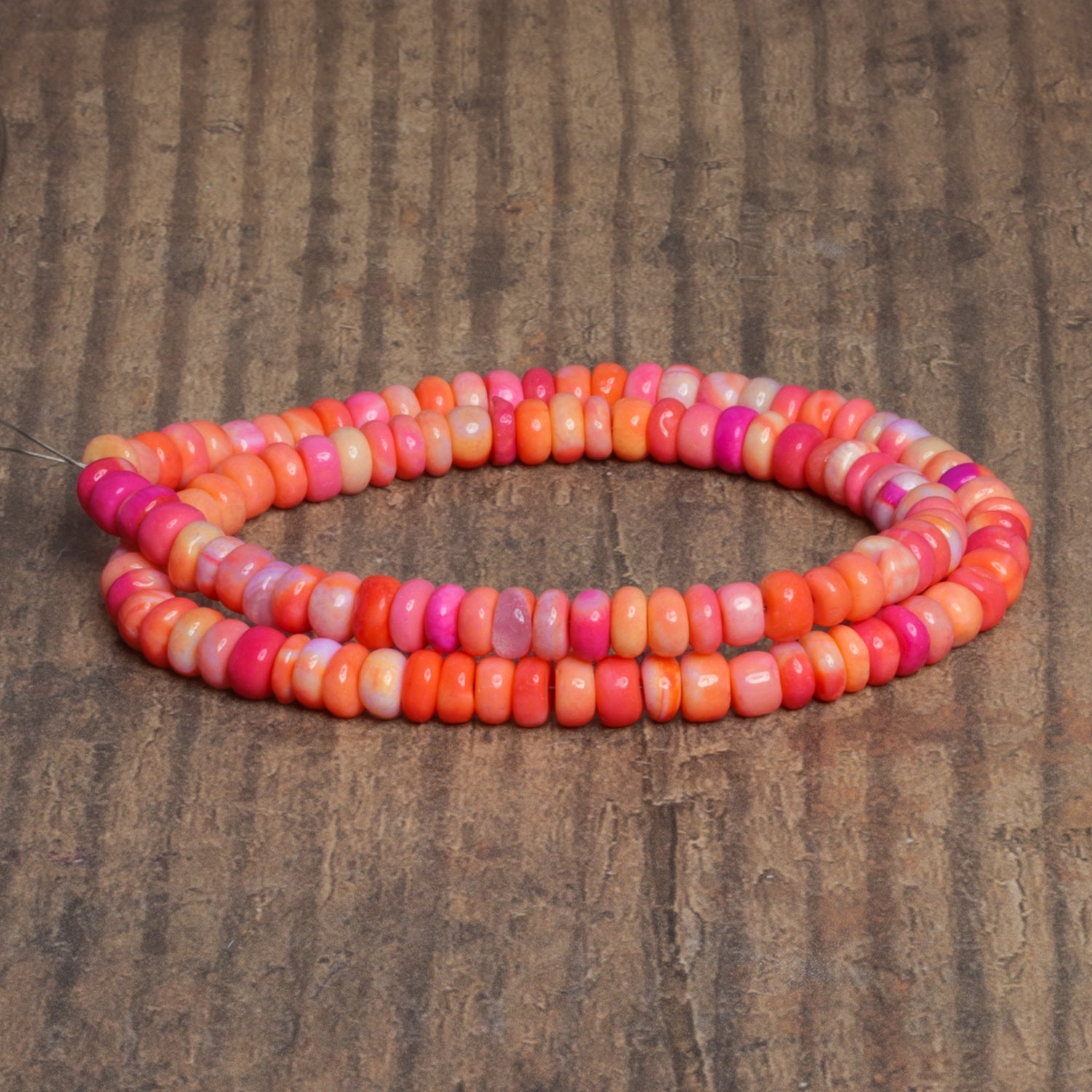 6.5mm Multi Orange Opal Plain Rondelles 16 inch 105 beads - The Bead Traders