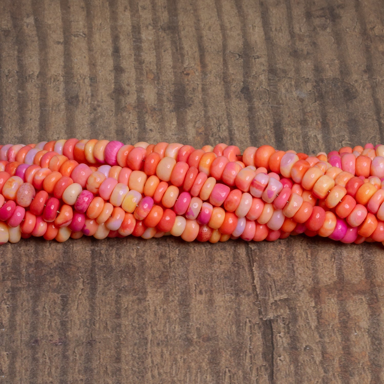 6.5mm Multi Orange Opal Plain Rondelles 16 inch 105 beads - The Bead Traders