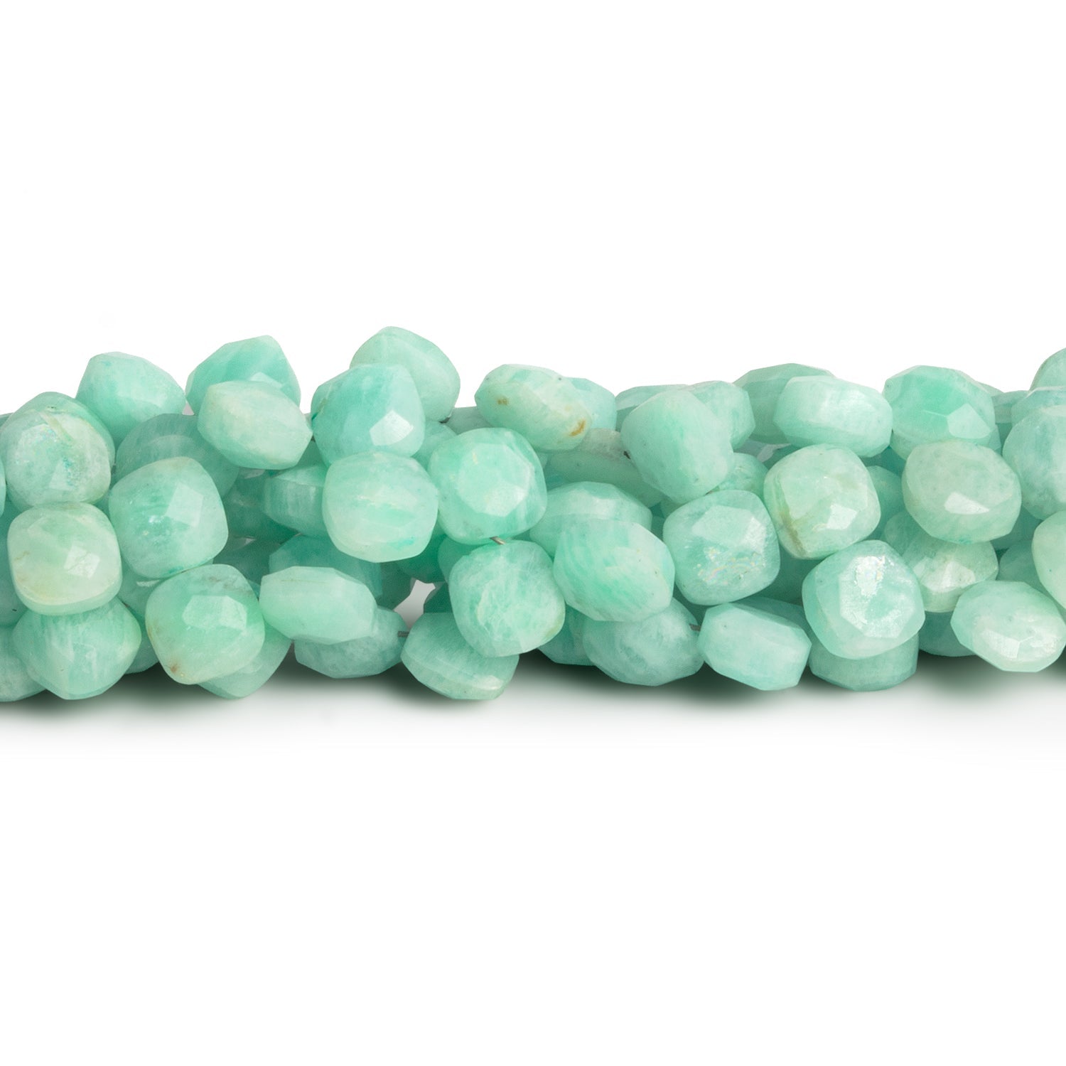 6mm Amazonite Faceted Pillows 7.5 inch 49 beads - The Bead Traders