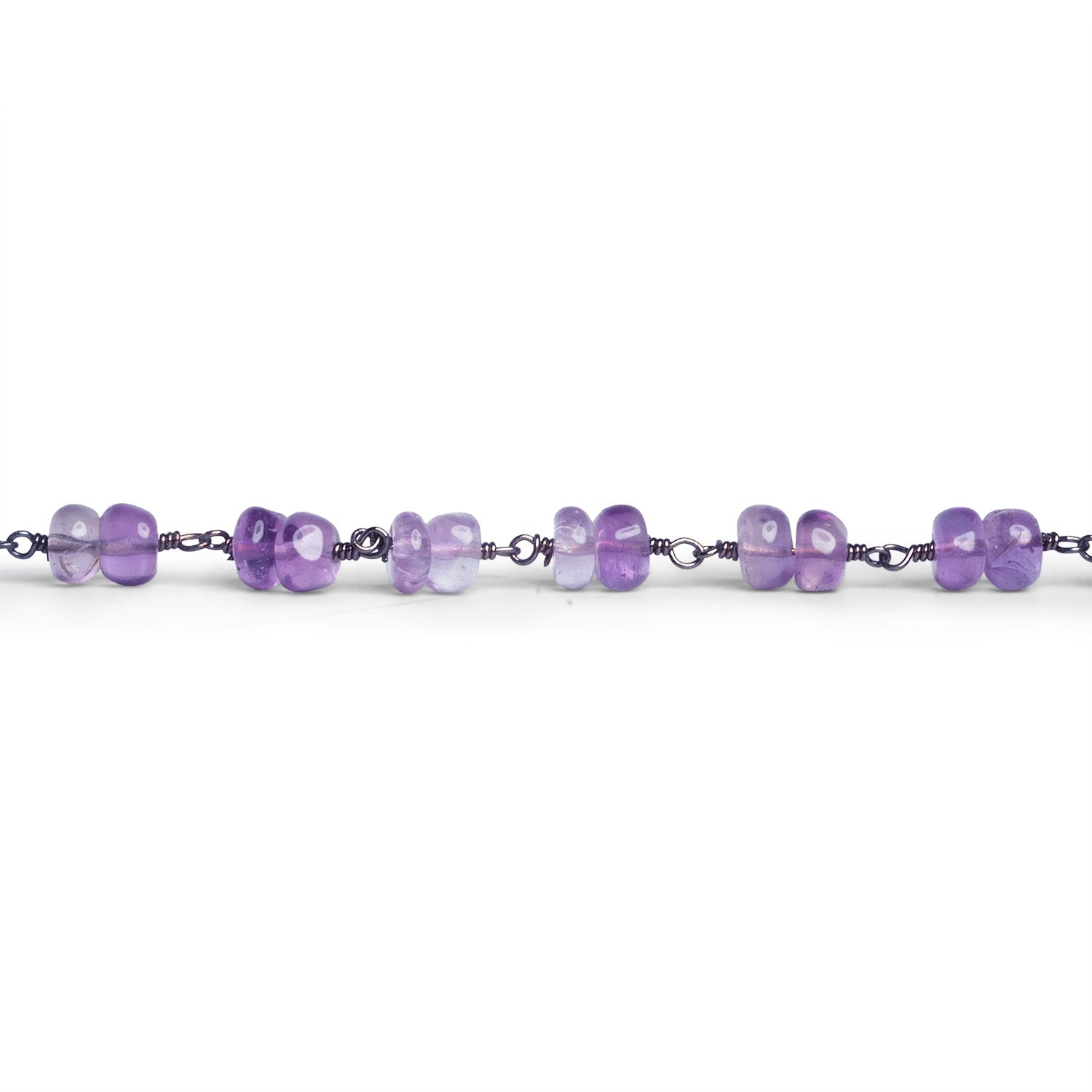 6mm Amethyst Double Rondelle Black Gold Chain 58 beads - The Bead Traders