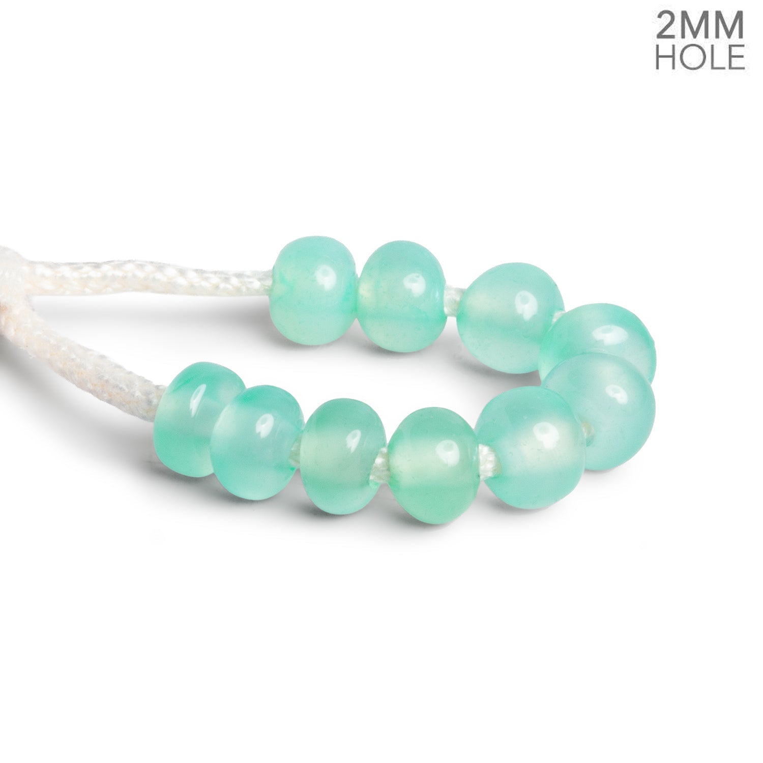 6mm Blue Chalcedony 2mm Large Hole Rondelles 10 beads - The Bead Traders