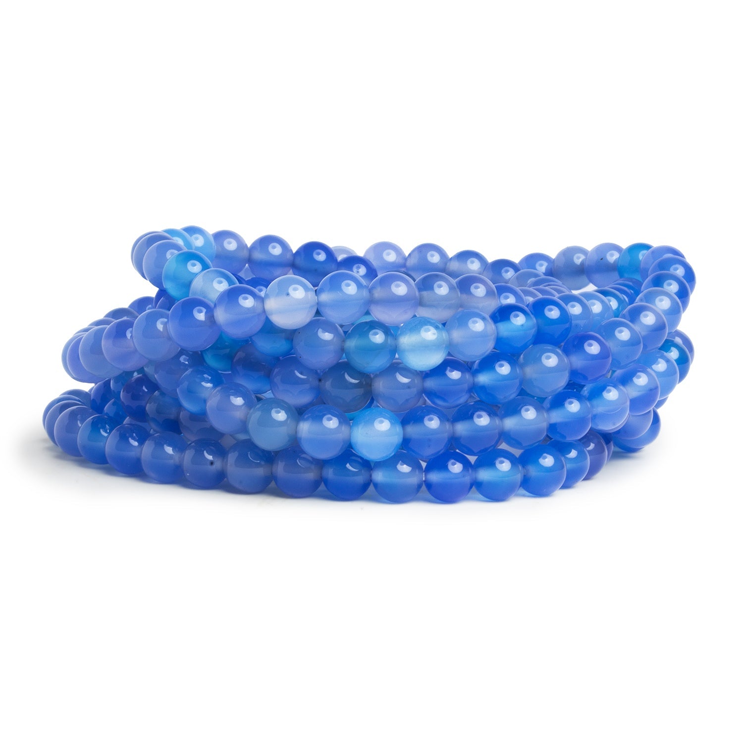 6mm Blue Chalcedony Plain Rounds 7.5 inch Stretch Bracelet 30 beads - The Bead Traders