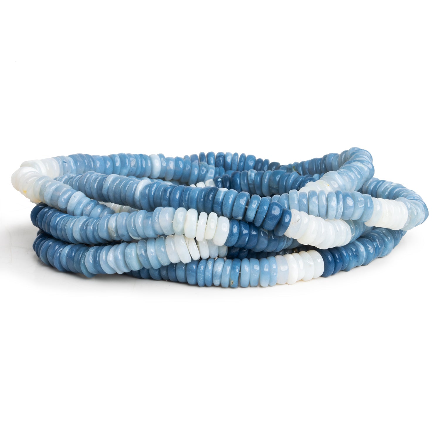 6mm Denim Opal Plain Heishis 16 inch 180 beads - The Bead Traders
