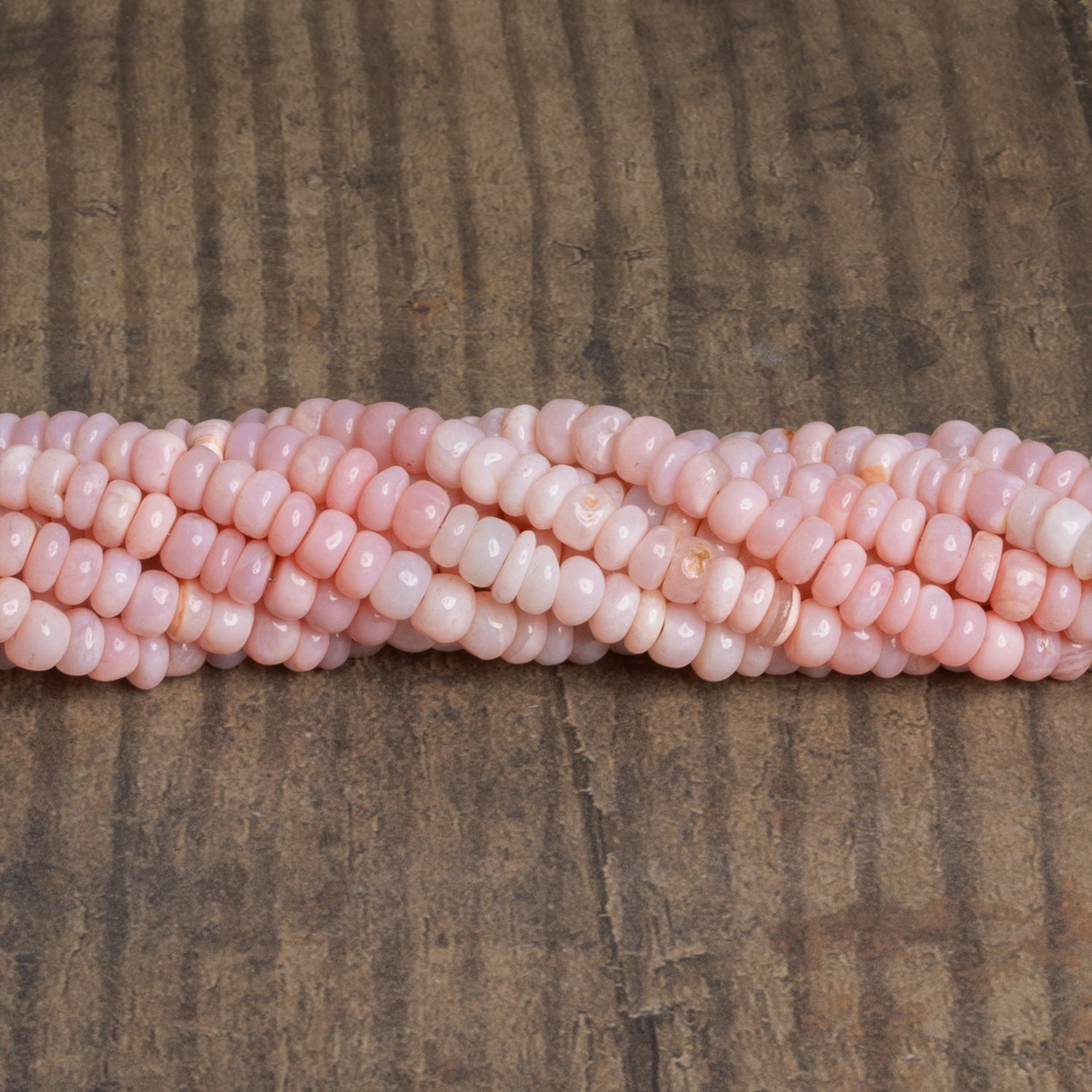 6mm Light Pink Opal Plain Rondelles 16 inch 120 beads - The Bead Traders