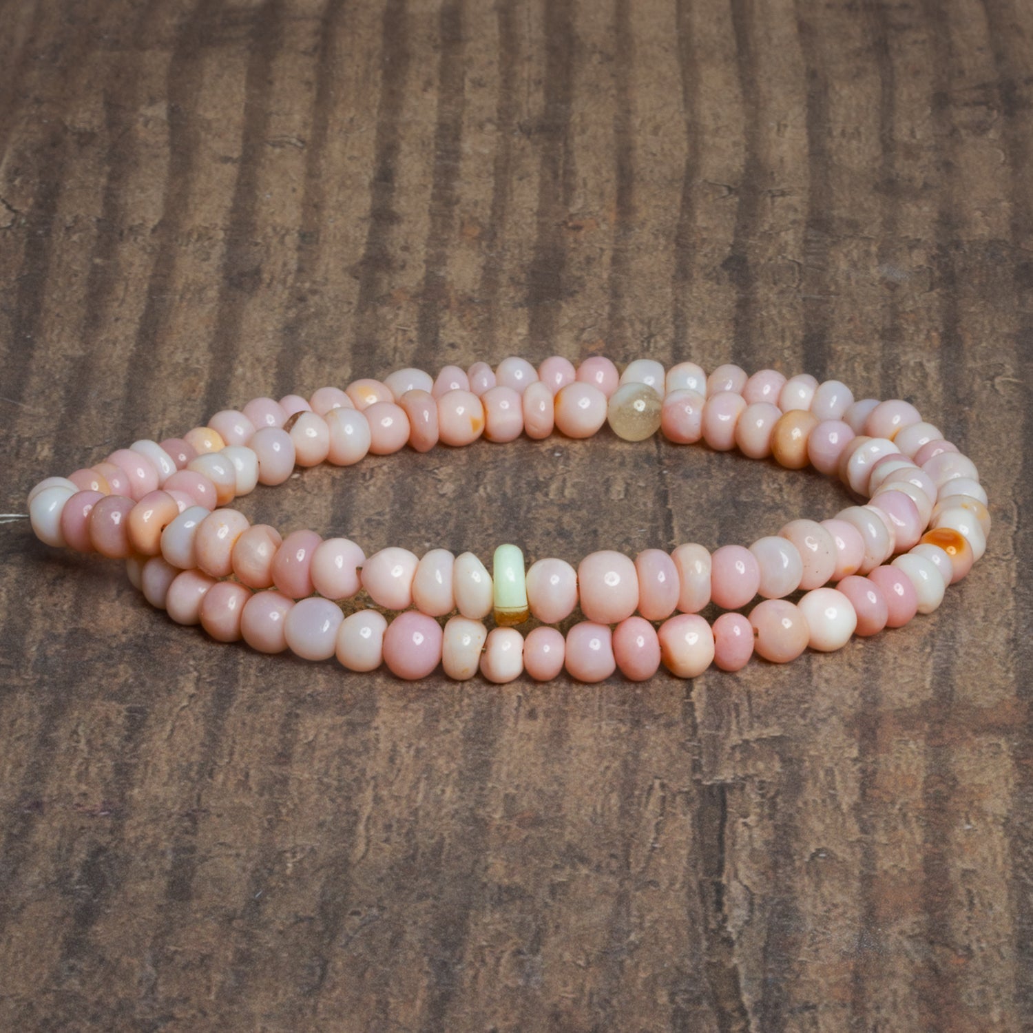 6mm Light Pink Opal Plain Rondelles 16 inch 90 beads - The Bead Traders
