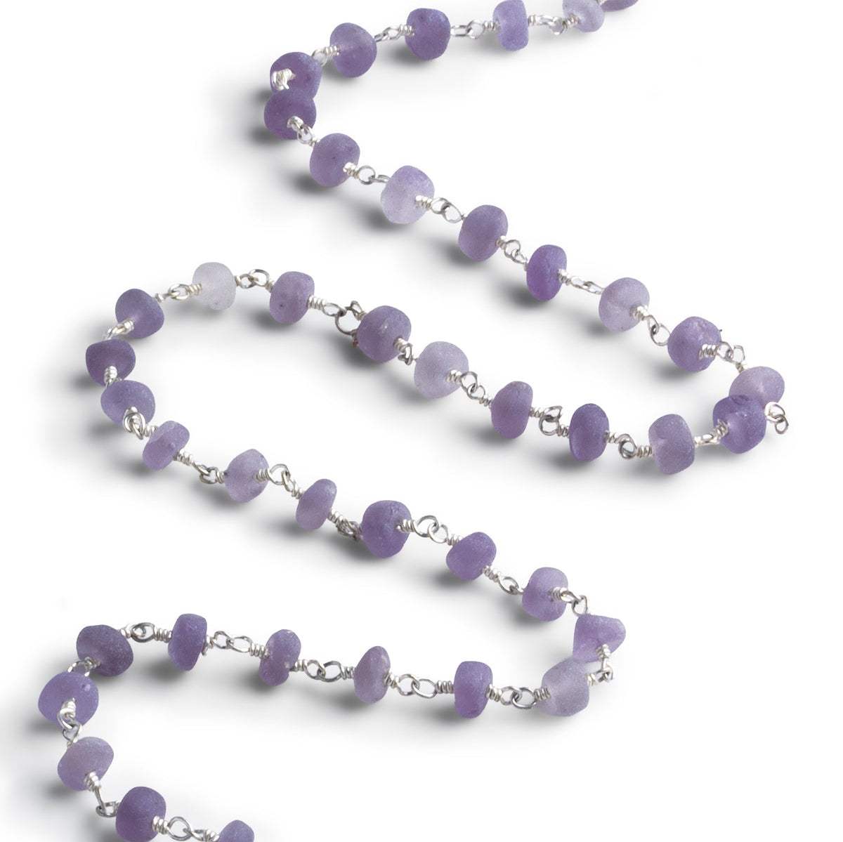 6mm Matte Amethyst Rondelle Silver Chain 32 beads - The Bead Traders