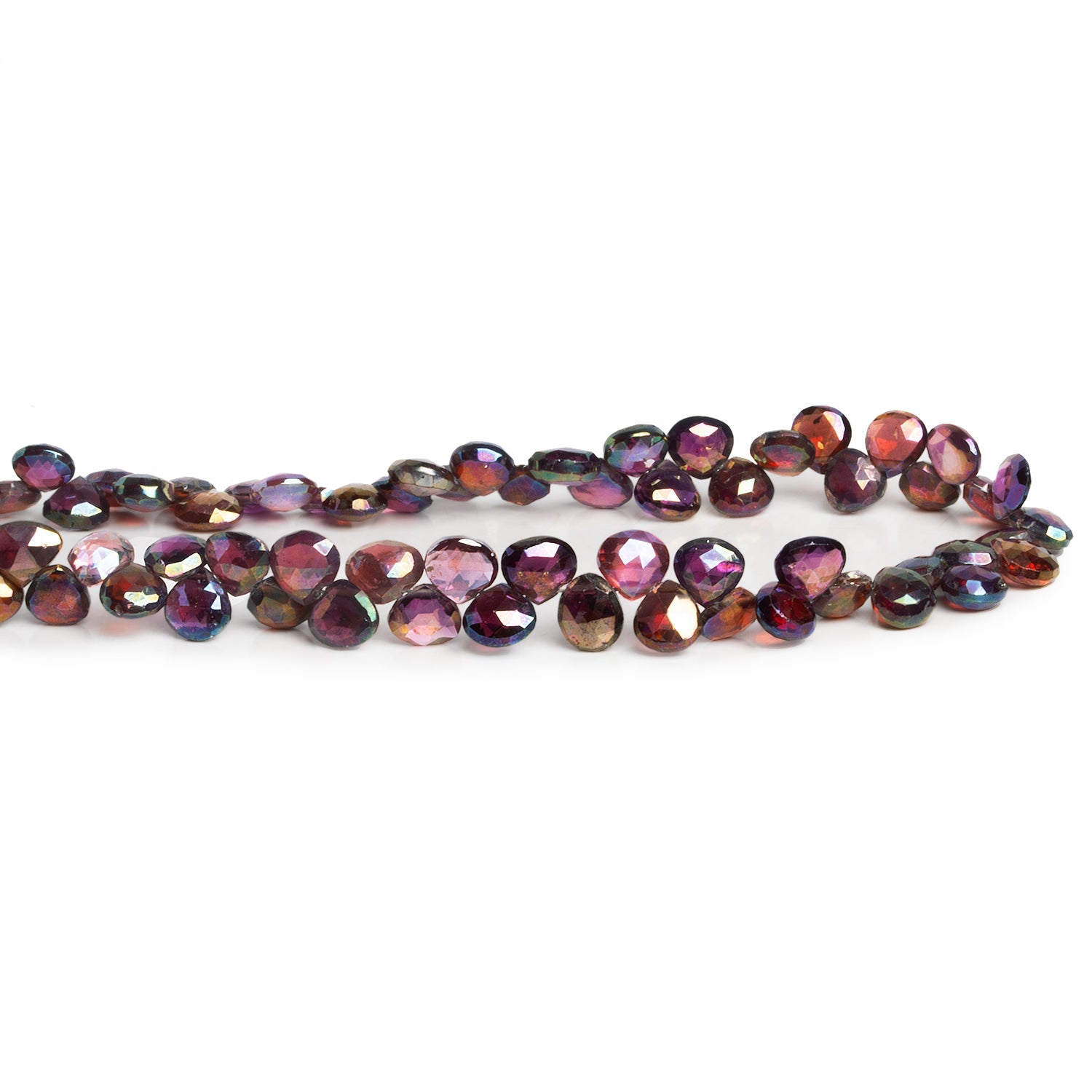 6mm Mystic Garnet Faceted Hearts 8 inch 60 beads - The Bead Traders