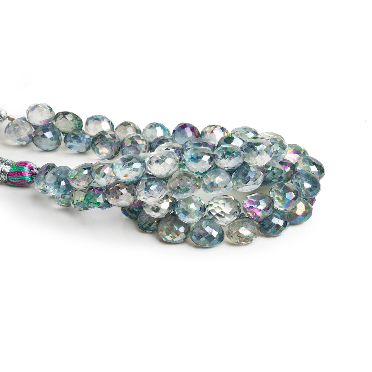 6mm Mystic Topaz Faceted Candy Kisses 9 inch 67 beads - The Bead Traders