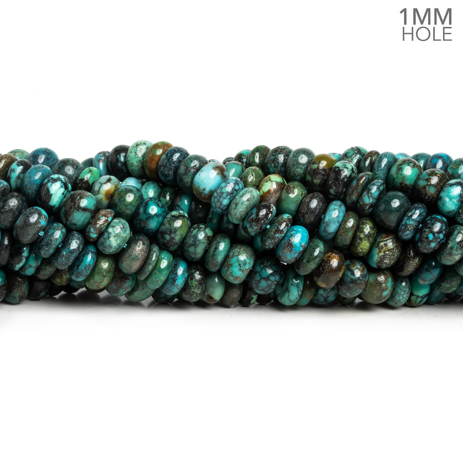 6mm Natural Hubei Turquoise Rondelles 1mm Large Drill Hole 16 inch 110 beads - The Bead Traders