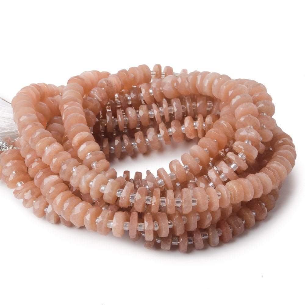 6mm Peach Moonstone Faceted Heishi Beads 16 inch 100 pieces - The Bead Traders