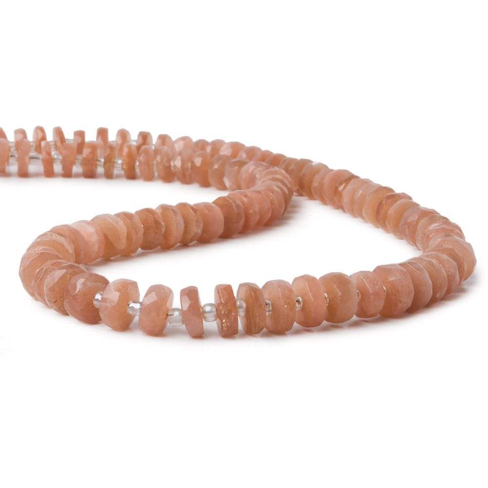 6mm Peach Moonstone Faceted Heishi Beads 16 inch 100 pieces - The Bead Traders