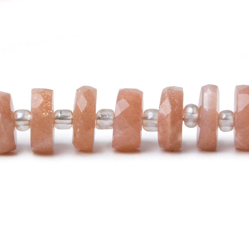 6mm Peach Moonstone Faceted Heishi Beads 16 inch 100 pieces - The Bead Traders