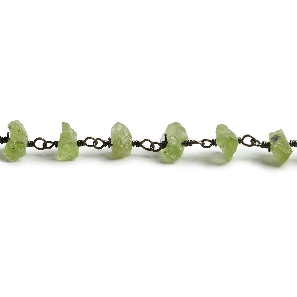 6mm Peridot Chip Black Gold Chain 35 beads - The Bead Traders
