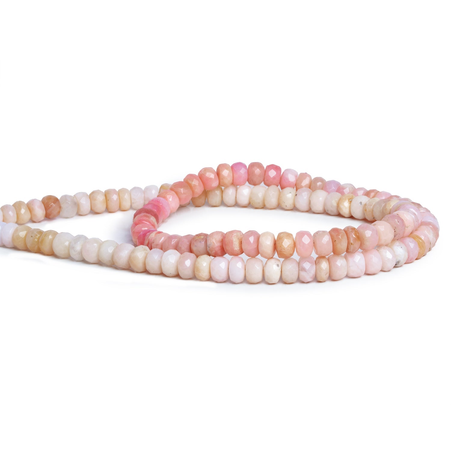 6mm Pink Peruvian Opal Faceted Rondelles 18 inch 110 beads - The Bead Traders