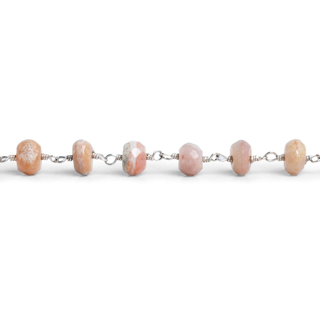 6mm Pink Peruvian Opal Silver Chain 31 beads - The Bead Traders