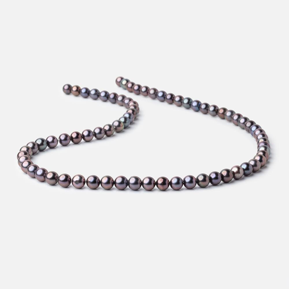 6mm Plum Peacock Off Round Pearls 16 inch 70 Beads AA - The Bead Traders