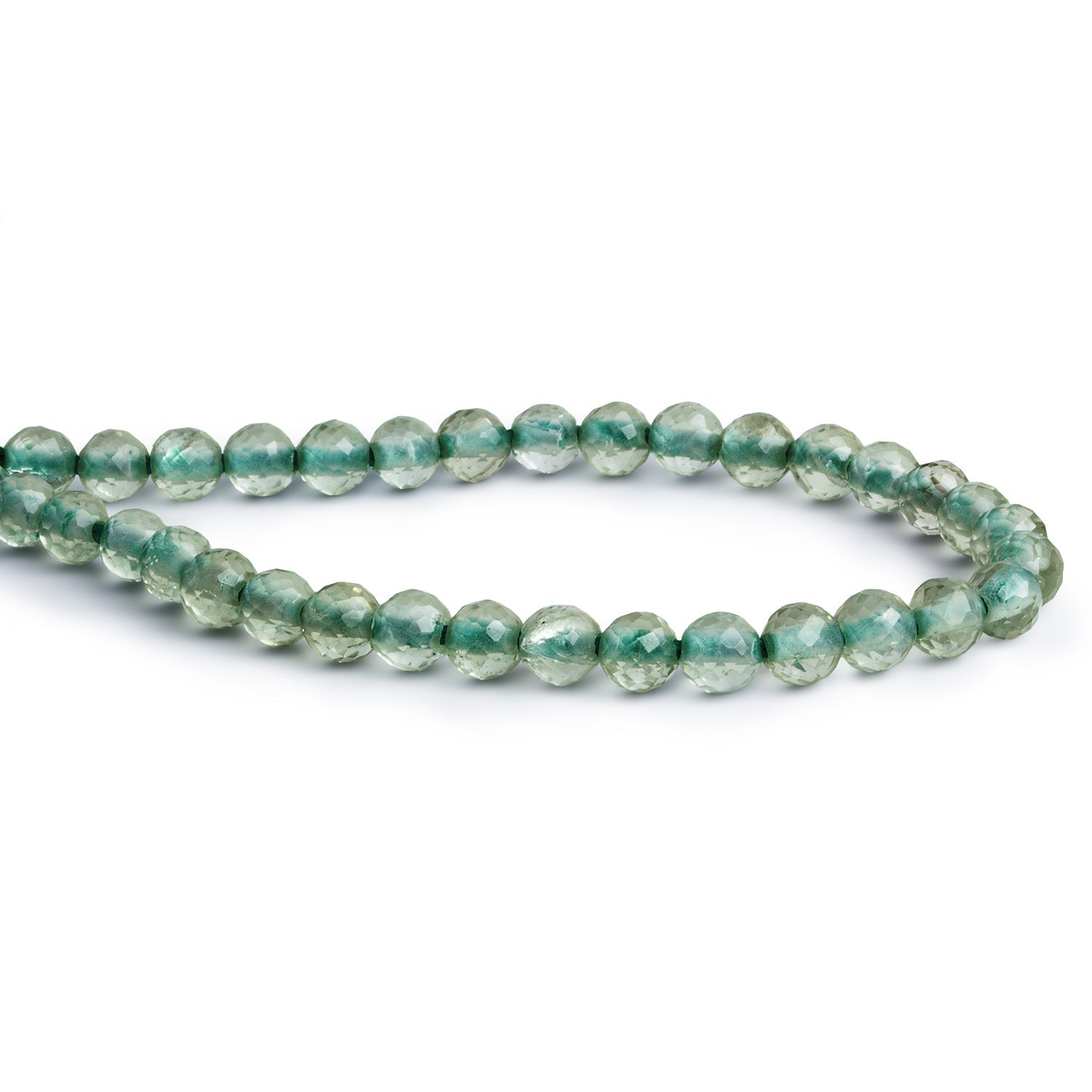 6mm Prasiolite 2mm Large Hole Faceted Rounds 8 inch 33 beads - The Bead Traders