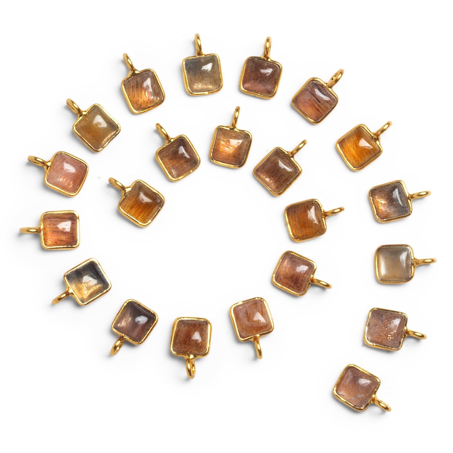 6mm Vermeil Bezeled Feldspar Cushion Pendant 1 Bead - The Bead Traders
