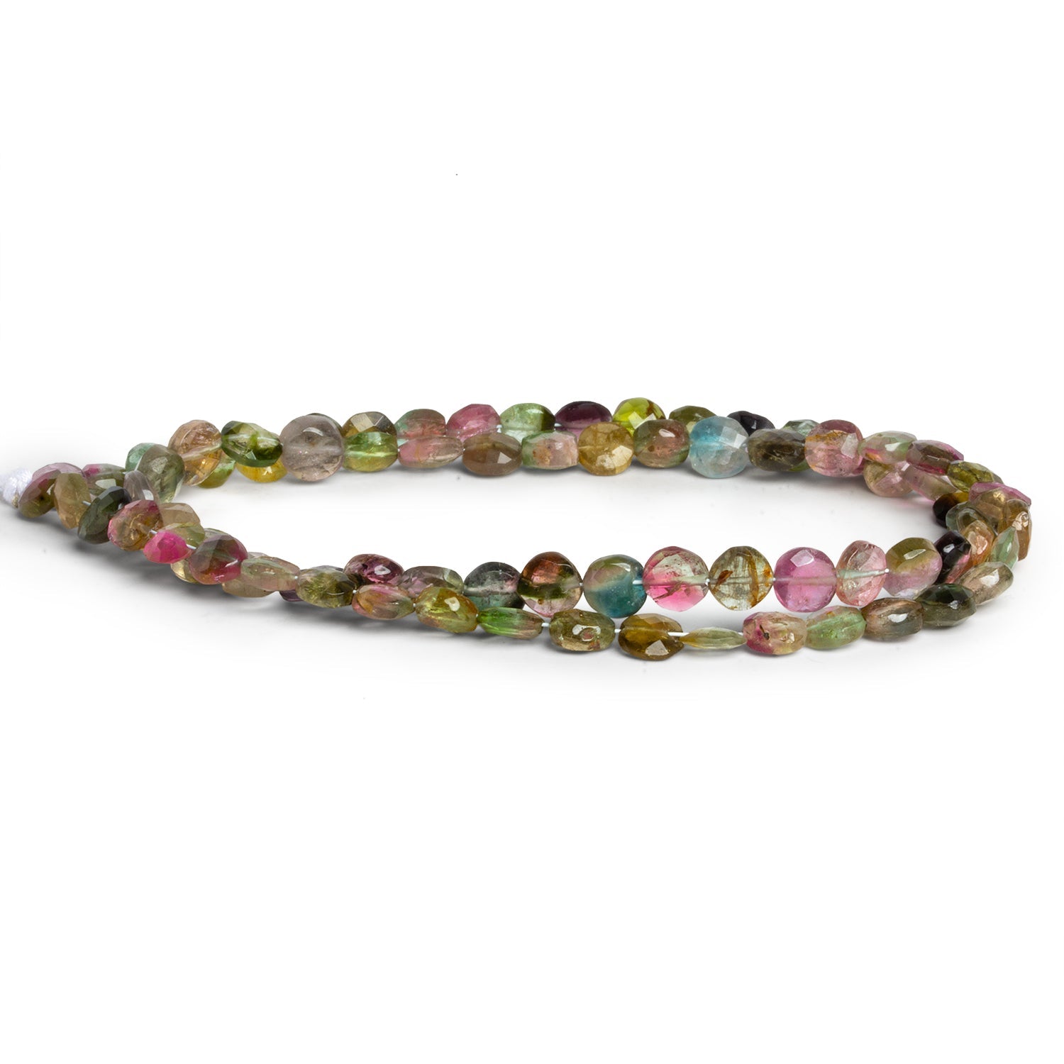6mm Watermelon Tourmaline Faceted Coins 16 inch 75 beads - The Bead Traders