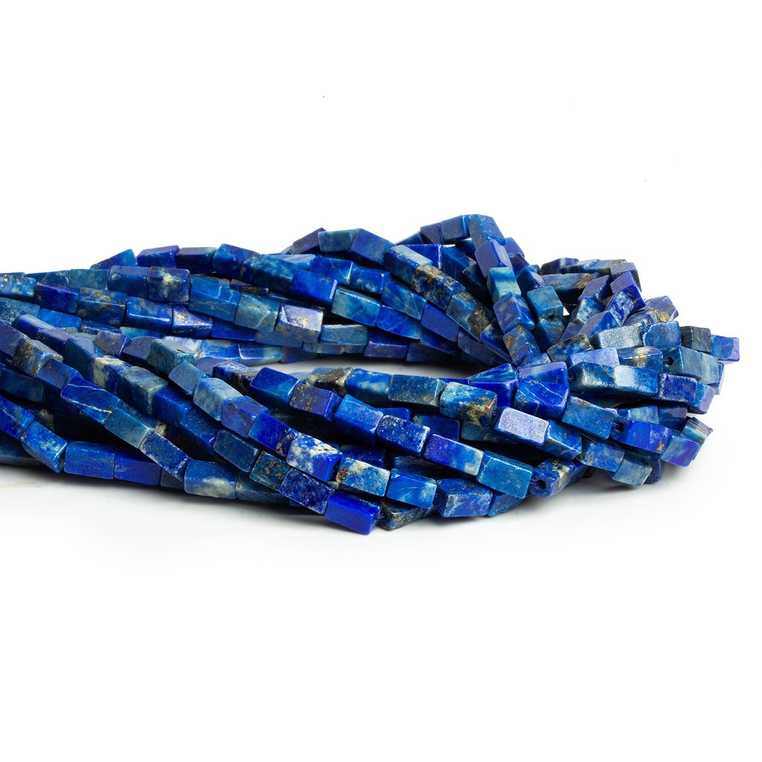 6x3mm Lapis Lazuli Plain Rectangles 14 inch 60 beads - The Bead Traders