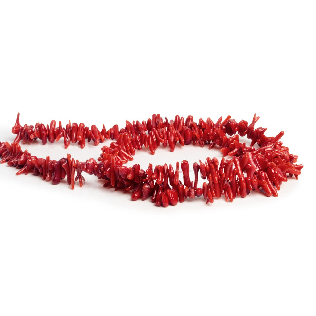 6x3mm Red Bamboo Coral Chips 16 inch 300 beads - The Bead Traders