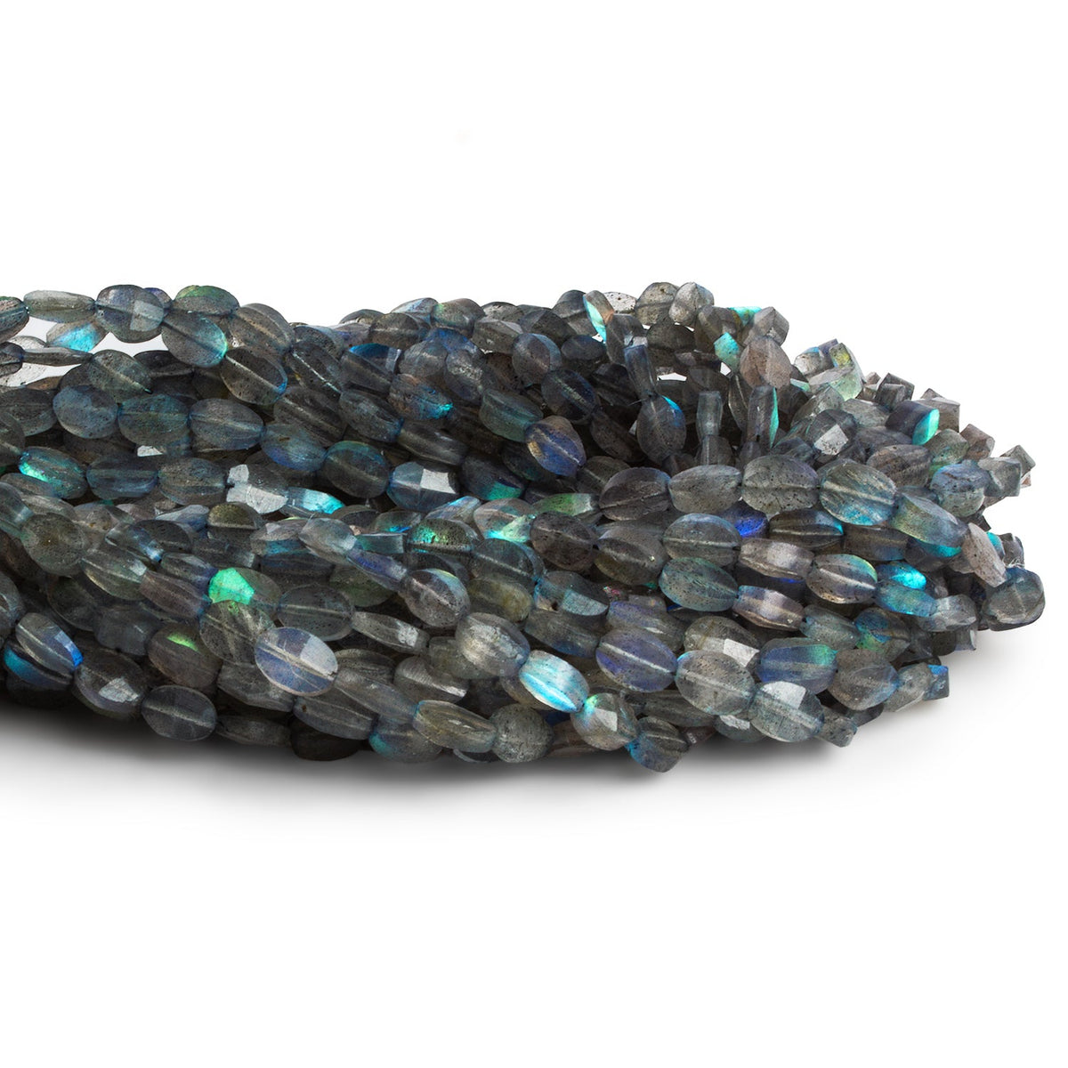 6x4.5mm Labradorite Faceted Ovals 12 inch 51 beads - The Bead Traders