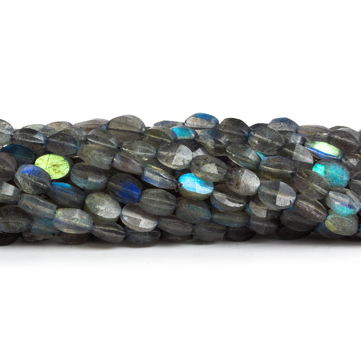 6x4.5mm Labradorite Faceted Ovals 12 inch 51 beads - The Bead Traders