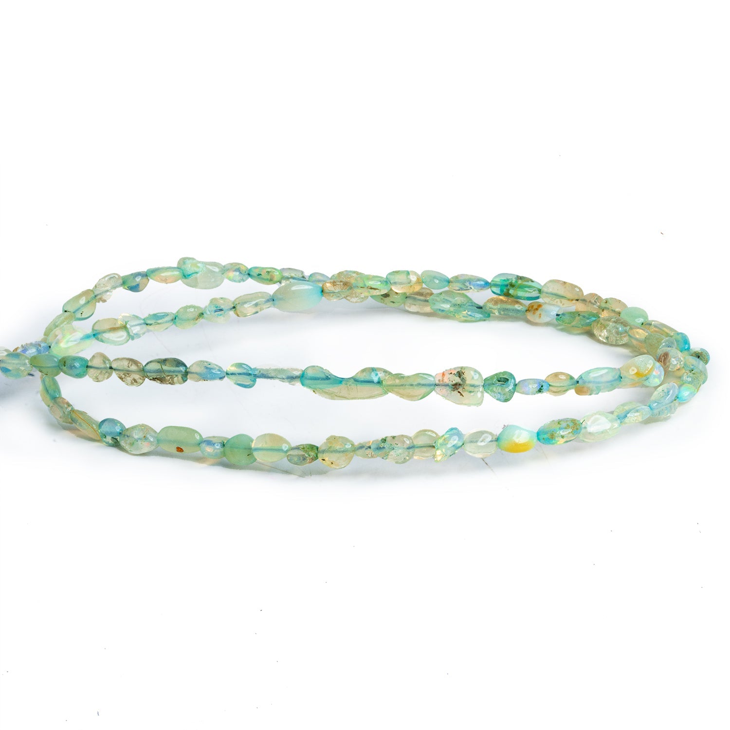 6x4mm Blue Ethiopian Opal Plain Nuggets 15 inch 68 beads - The Bead Traders