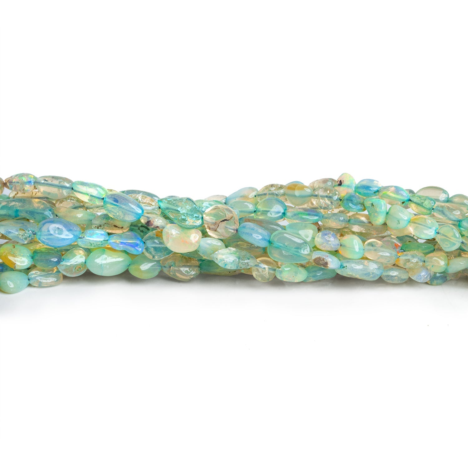 6x4mm Blue Ethiopian Opal Plain Nuggets 15 inch 68 beads - The Bead Traders